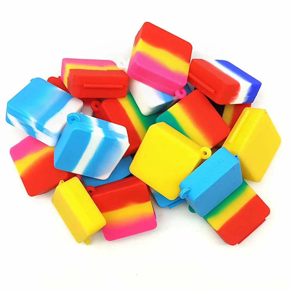 

30pcs Square Silicone Jar 9ml Non-stick Wax Container Jars Oil Storage Box Smoking Accessories Makeup Face Cream Bottle
