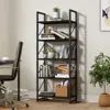 5 Tier Bookshelf Modern Bookcase Open Storage Rack Organizer Artsy Design Durable Metal Frame Anti-Tip Easy Assembly Multi-Zone 5
