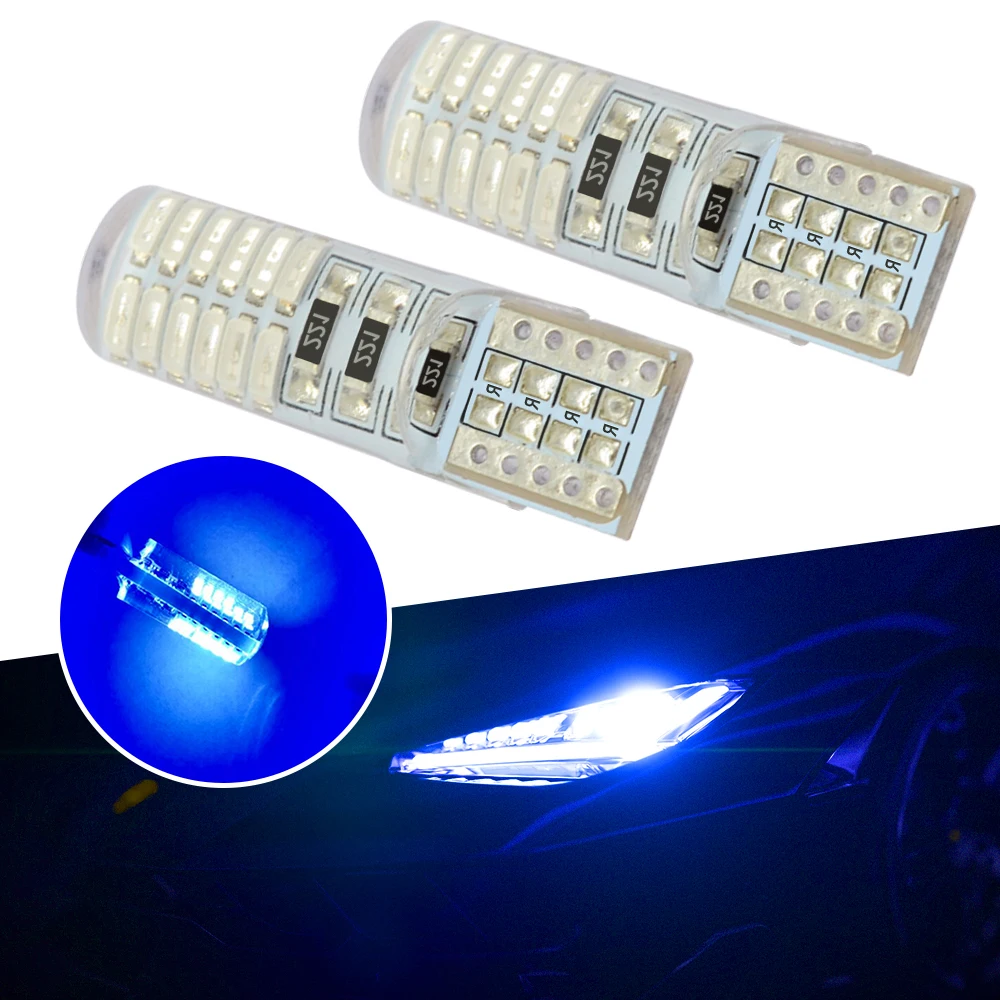 

2PCS Car Led Signal Trunk Blue Width Lamp T10 W5W 12V Canbus Silicone Shell Dome Bulb IP65 4014 Parking Fog Light Auto Styling