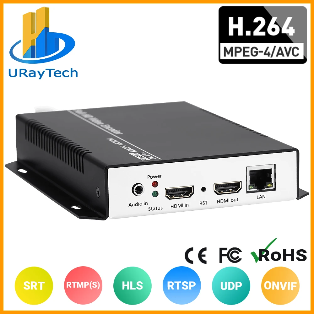 MPEG4 HDMI Video IP Encoder H.265 H.264 RTSP RTMP SRT Live Encoder for IPTV Live Broadcast Twitch Facebook