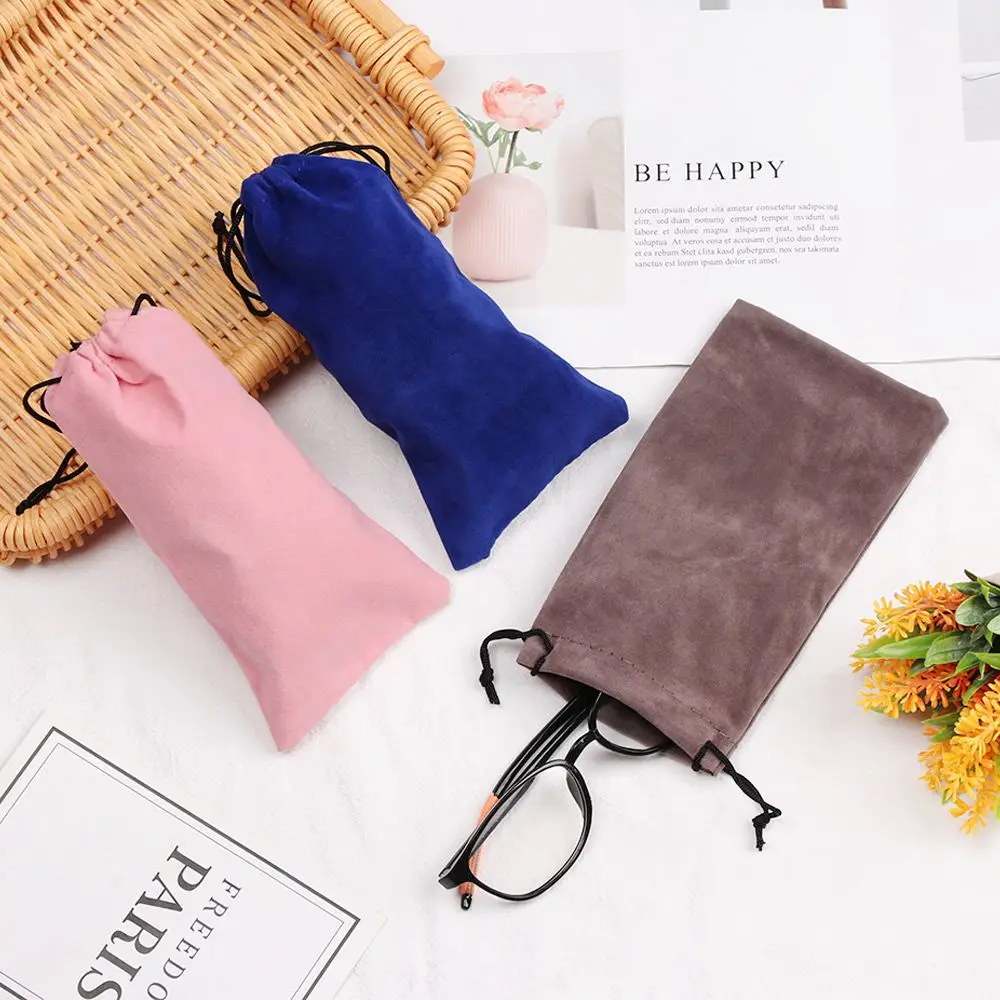 Sunglasses Bags Solid Color Drawstring Pouch Bags Myopia Glass Case Eyewear Accessories Soft Eyeglasses Bag