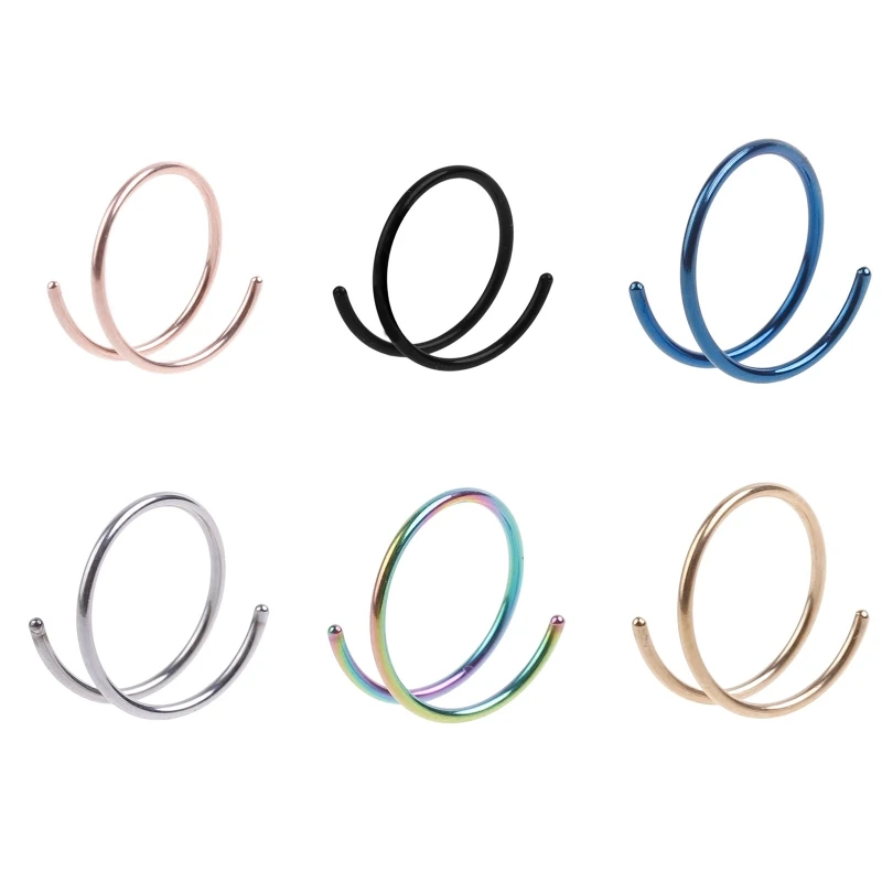 

Nice Twist Nose Ring Hoop Double Nose Hoop Ring for Single Piercing Jewelry Gift