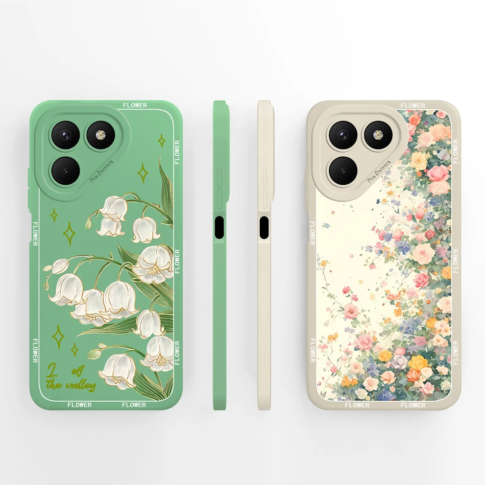 Cute Animals Flower Pattern Soft Liquid Silicone Phone Case Cover