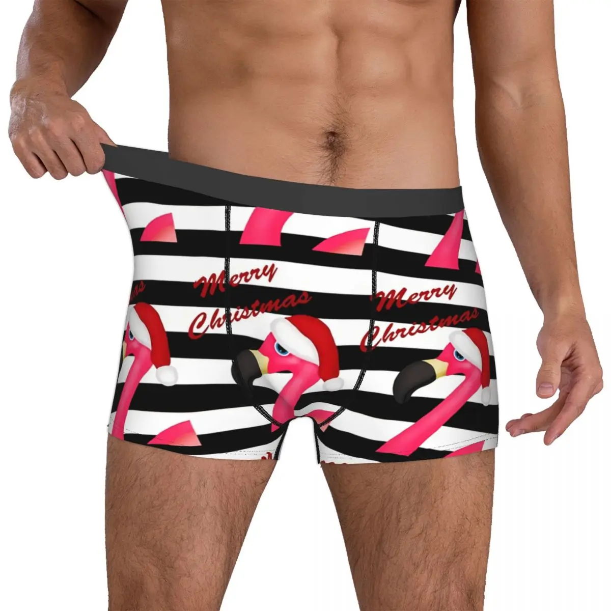 Pink Flamingo Christmas Men Boxer Briefs Highly Breathable Underwear High Quality Print Shorts Birthday Gifts 4