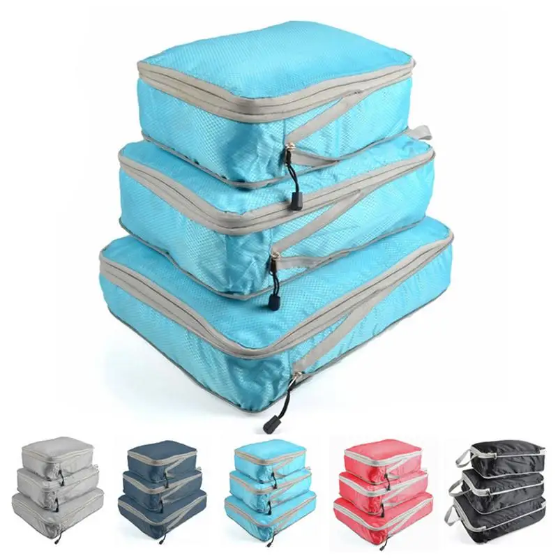 

3pcs Luggage Storage Bag Multifunctional Fold-able Waterproof Packing Cubes For Travel Clothes Shoes Towels Suitcase Accessories