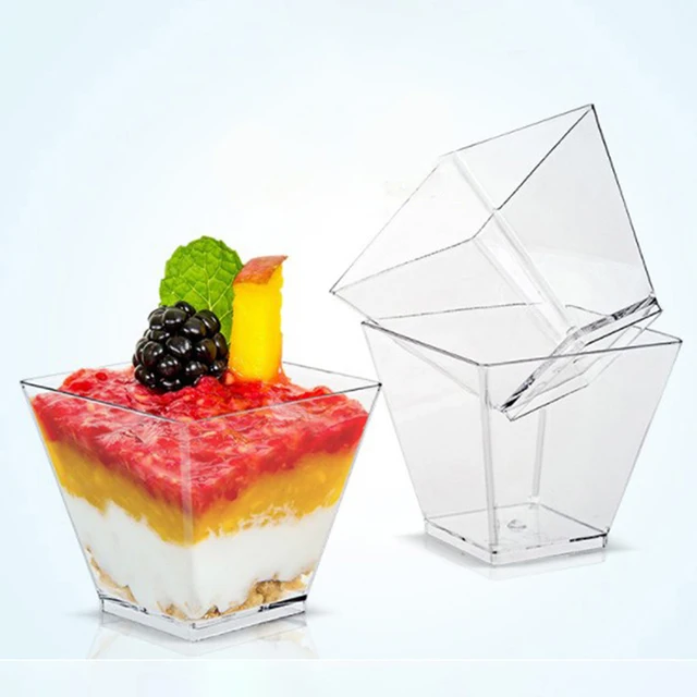 使い捨てデザートカップ,プラスチック,アイスクリーム用,パーティー用品,5x2.8x4.5cm,25個,60ml AliExpress