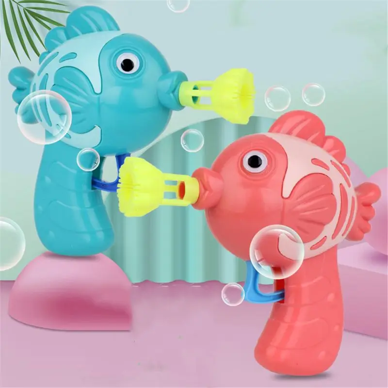 Cute Fish Soap Water Bubble Gun Bubble Blower Machine Toy For Kids Children Manual Gun Blower Swimming Pool Cartoon Toy