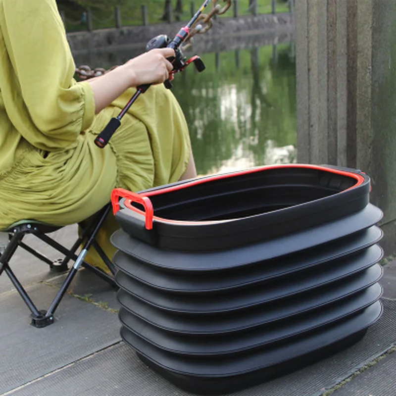 Folding Bucket 4L/18L/37L Folding Bucket Portable Car Trash Fishing Bucket Plastic Outdoor Camping Garbage Collapsible Storage Box Container