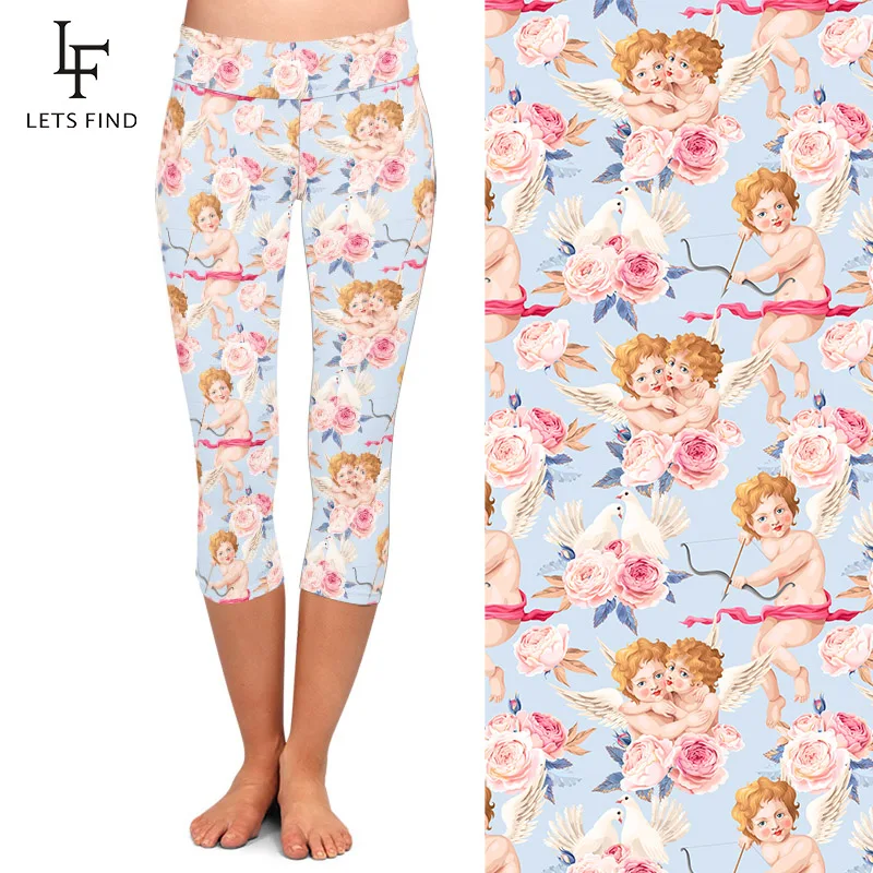 LETSFIND High Quaility 3D Cute Baby Milk Silk Print Women Soft Capri Leggings High Waist  Fitness Elastic Leggings