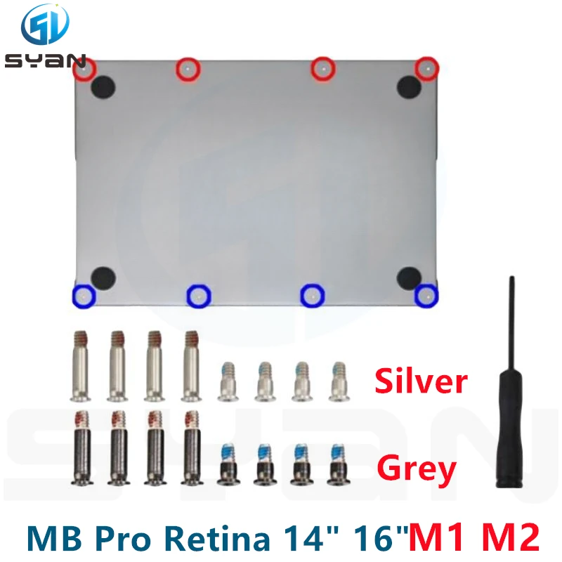 Laptop A2442 A2485 Viti Inferiori Set Grigio Argento Per Macbook Pro Retina 14 "16" A2779 A2780 20212023 Anno