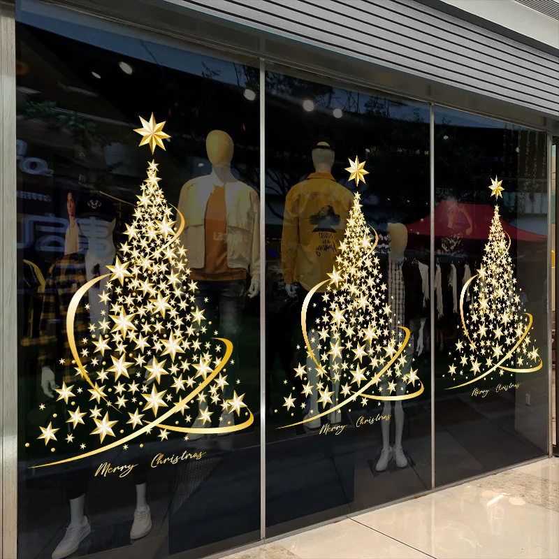 Window stickers 1Pack for Christmas tree glass Xmas decals home party decorations