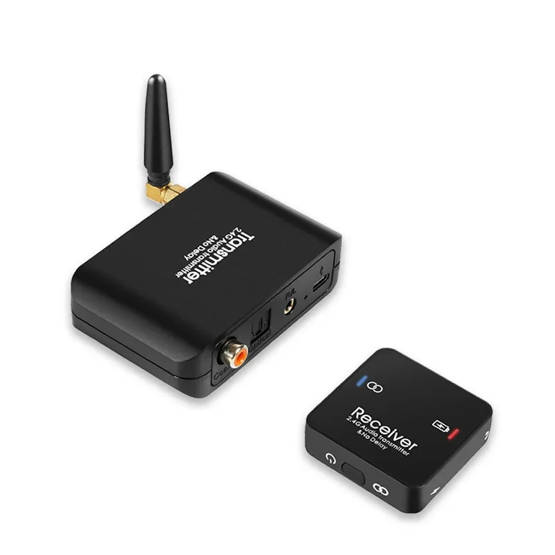 무선 와이파이 오디오 음악 송신기 리시버, AC-3 DTS PCM TV 컴퓨터 CD용, 3.5mm R/L 스테레오 무선 어댑터 포함, 50M, 2, 4GHz