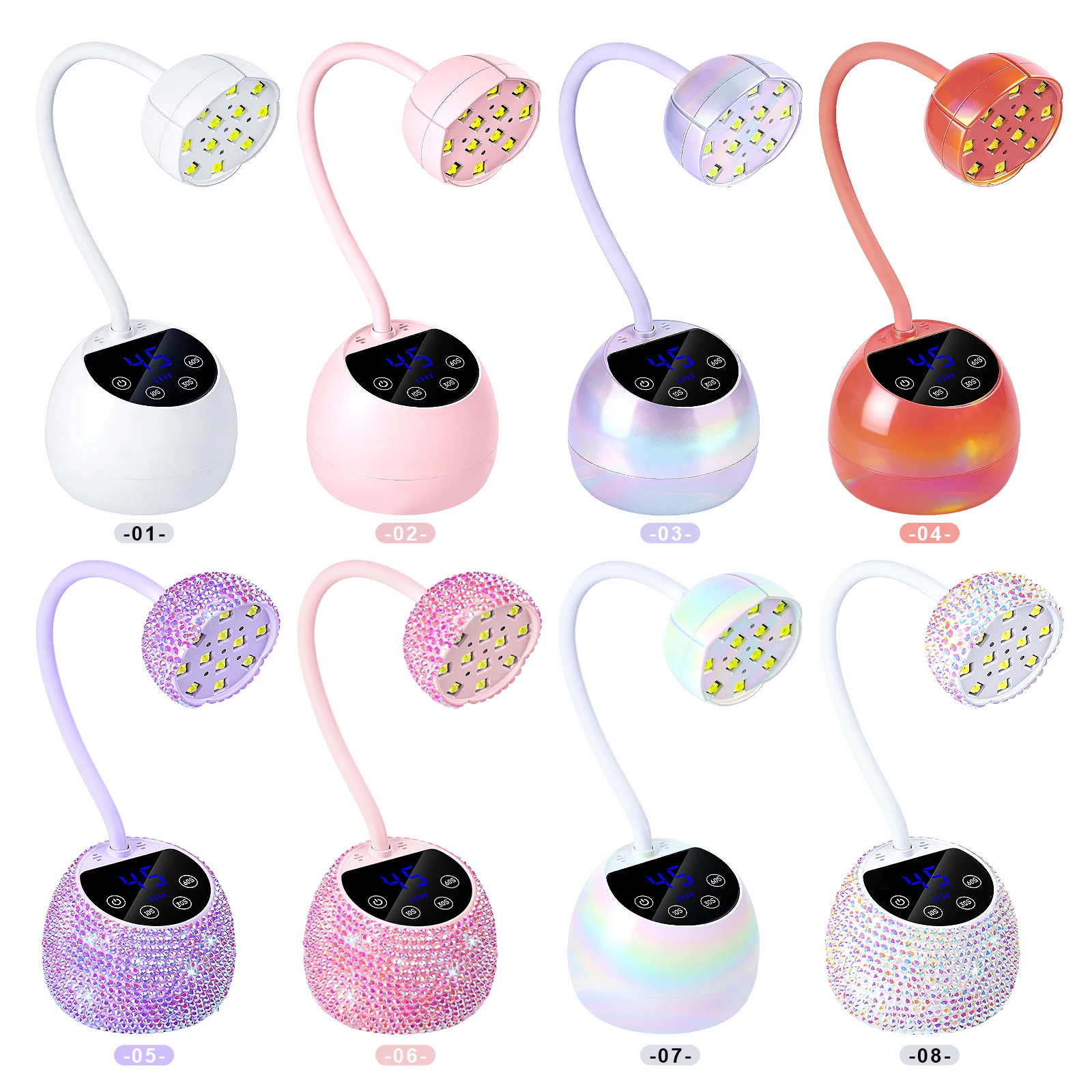 USB 타입-C 네일 램프 LED UV 네일 드라이어 충전식 LCD 터치 컨트롤 빠른 건조 네일 라이트 360 °   유연한 테이블 램프