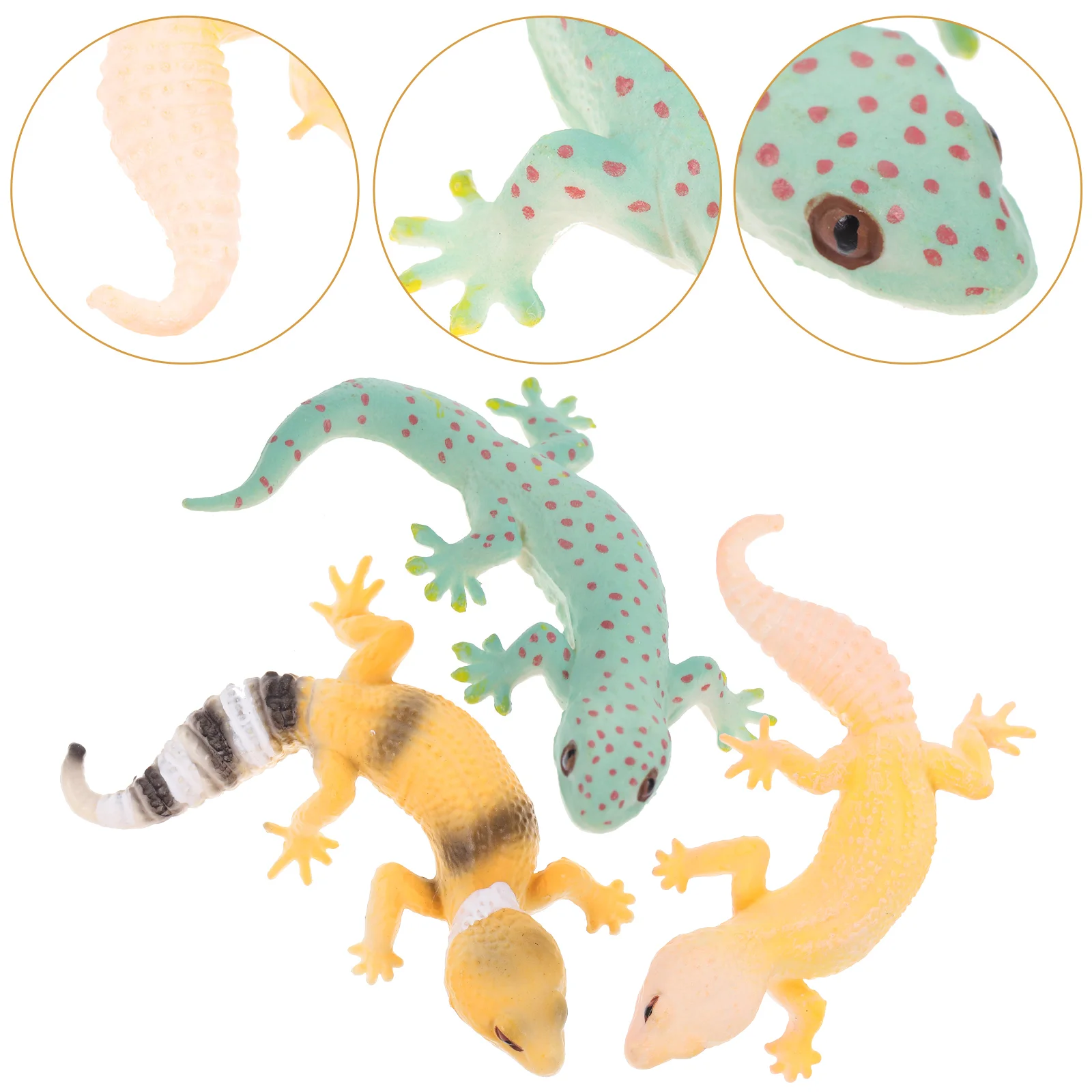 

3pcs Gecko Models Fake Reptile Realistic Reptile Gecko Figures Cognitive Playthings