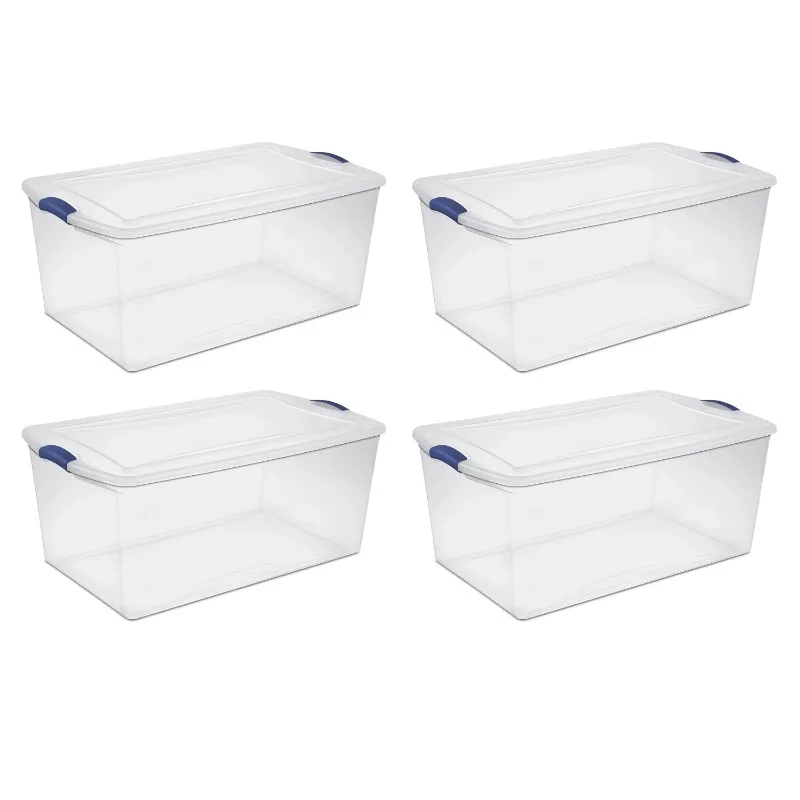 

105 Qt. Latch Box Plastic, Stadium Blue, Set of 4