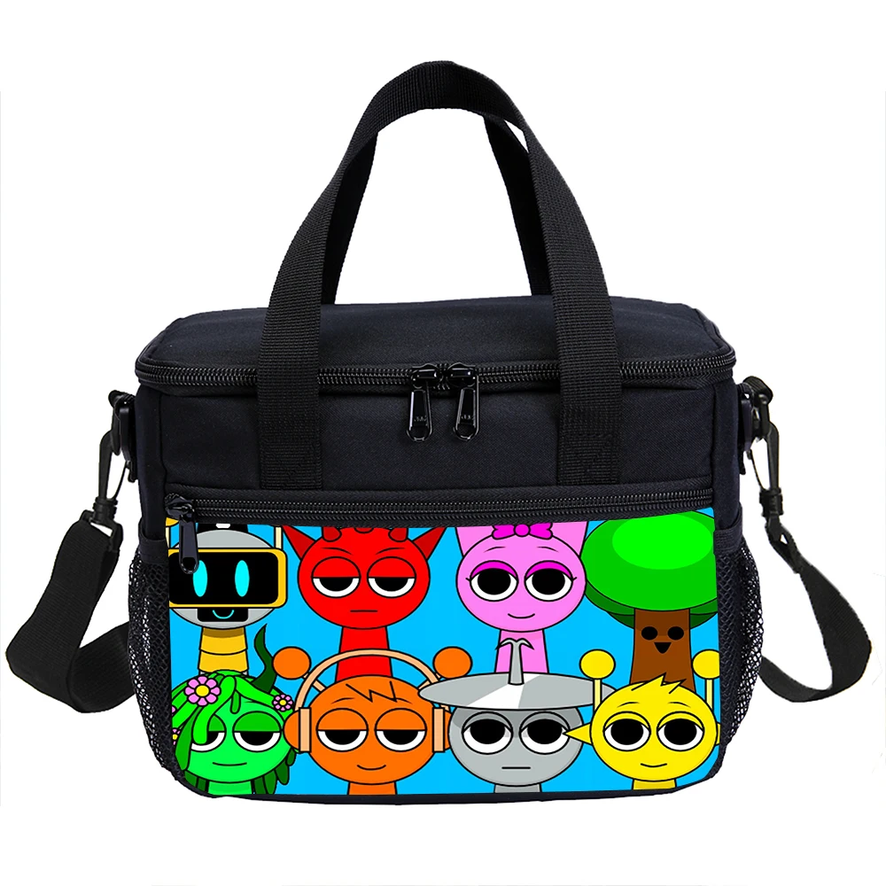 Lunch Bag Game Sprunki Capacity hand-held shoulder strap insulated bag student thickened waterproof lunch picnic