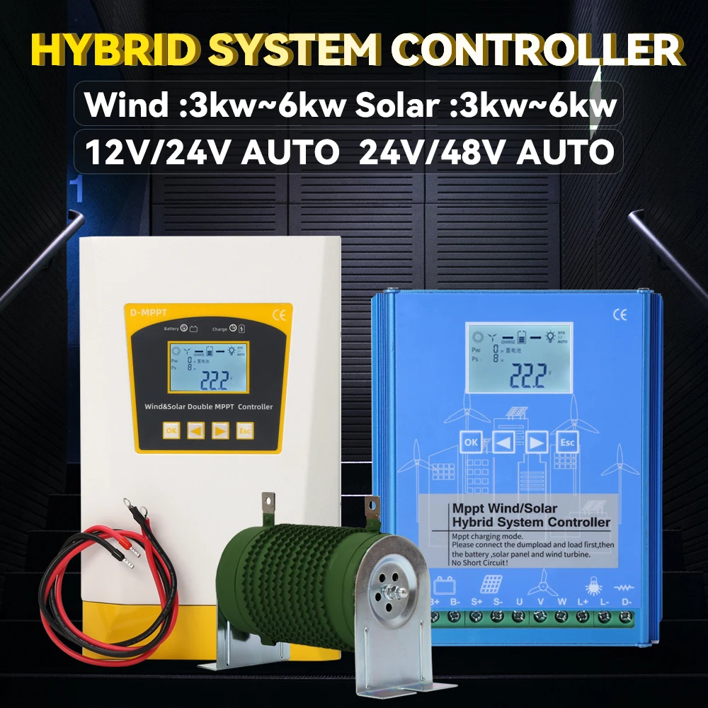DoubleMPPTChargeControllerSolarWindHybridSystem6000w12v24v