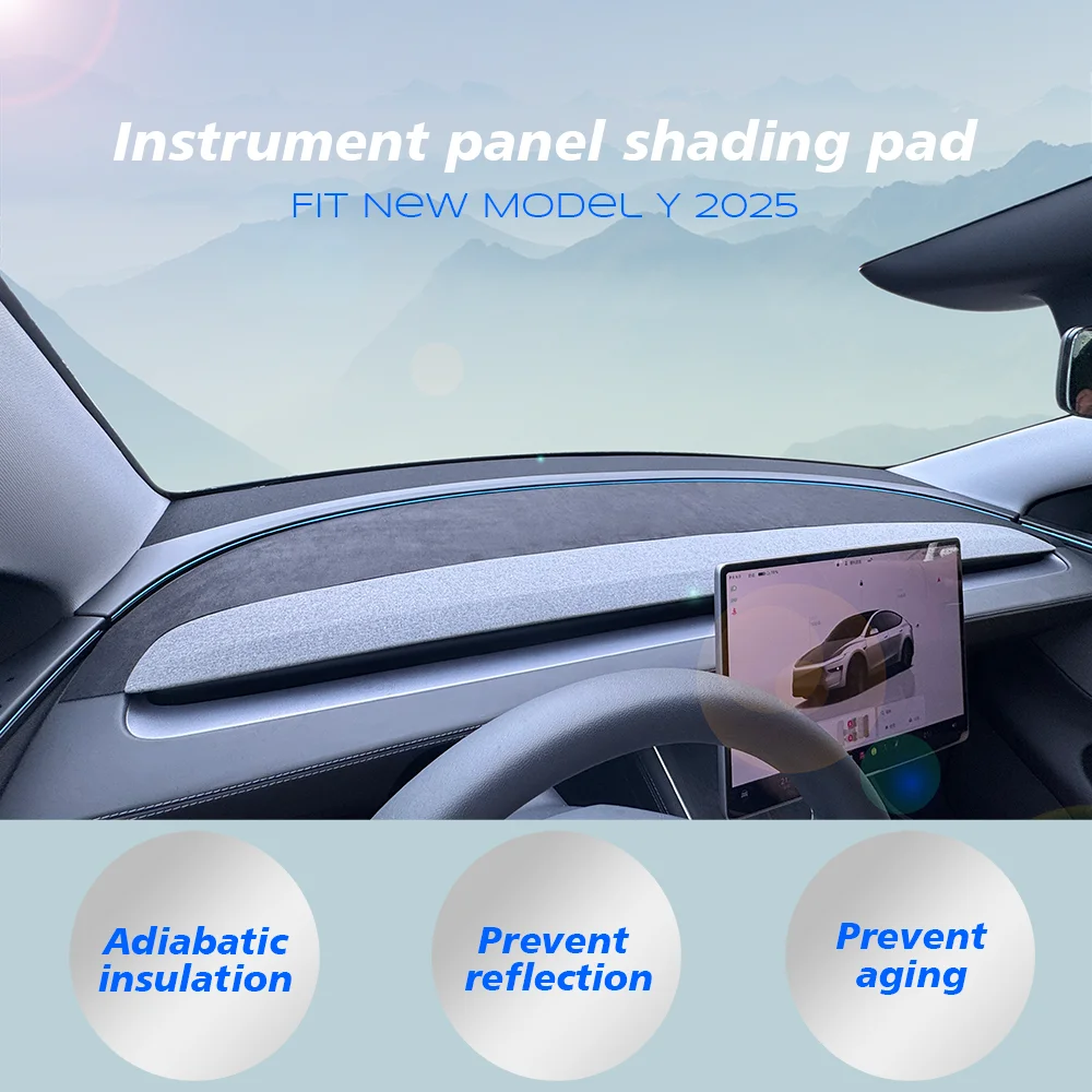 For Tesla Model Y Juniper 2026 2025 Dashboard Cover Pad Suede Sunshade Protector