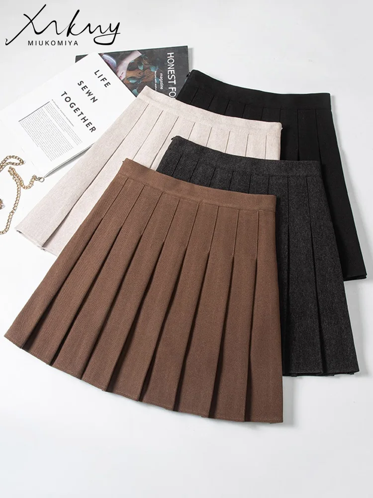 Mini Jupe Plissée Jupe Courte En Laine Mini Jupe Taille Haute En