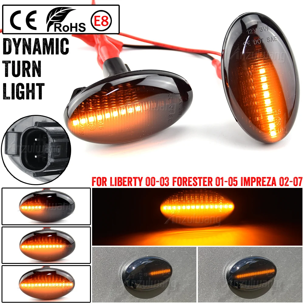

Flashing Dynamic Led Side Marker Turn Signal Light For Subaru Liberty 2000-2003 Forester Impreza WRX STI GDA GDB 2002-2007