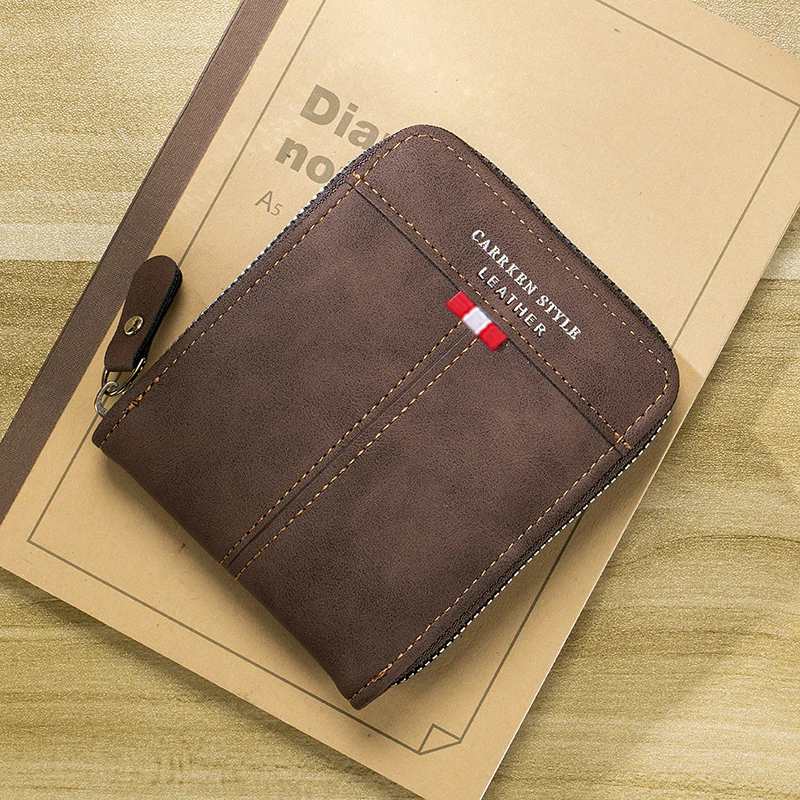 Men's Fashionable Retro Wallet - Large Capacity, Three-Fold Design with Zipper & Multi-Card Slots