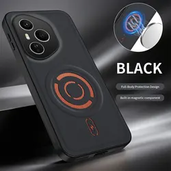 Magsafe Magnetic Solid Color TPU & PU Leather Phone Case for Honor X8d (Black)