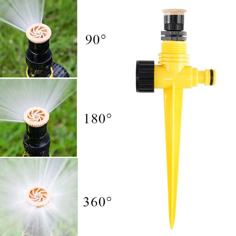 Adjustable Spiked Rocker Impact Sprinkler Garden Agriculture Watering Nozzle Lawn Irrigation Watering 360 Degrees Rotary Jet