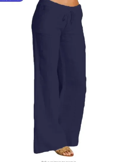 2023 new Women Drawstring Casual Pants Cotton Linen White Black Khaki Breathable Spring Summer Straight Trousers S 4XL 6