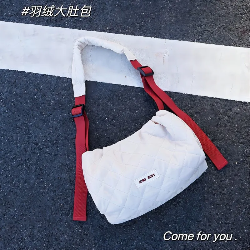 Fashion Match Clothes women Quilted Tote Bag Warm Lightweight Down Cotton Padded Plaid Shoulder Bags Puffy Handbag For Girls
