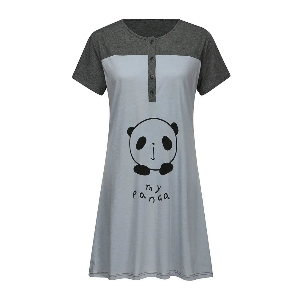 Women Maternity Dresses Short Sleeve Cute Print Pajamas Nursing Nightdress Breastfeeding Dress womens dresses