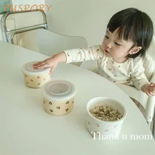 

Baby Food Bowl Ceramic Dinnerware Children Cute Cartoon Print Tableware Newborn Feed Training Fresh Keep Box Baby Bowls Hot Sale
