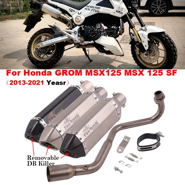 For Honda GROM MSX125 MSX-125 MSX 125 SF 2013 - 2021 Motorcycle Exhaust System Escape Modify Front Link Pipe DB Killer Muffler