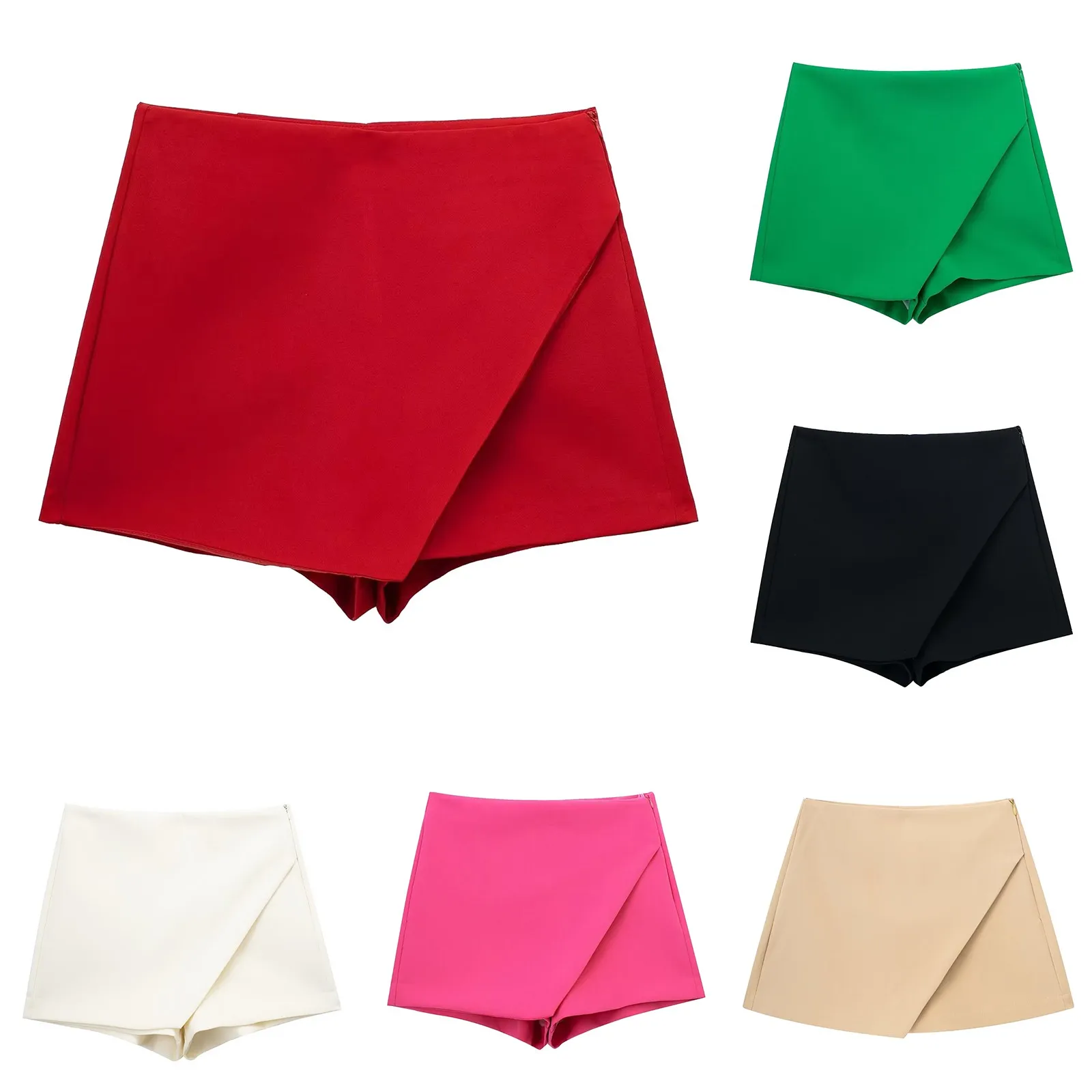 

Женская универсальная юбка с высокой талией, асимметричная однотонная короткая юбка с завышенной талией