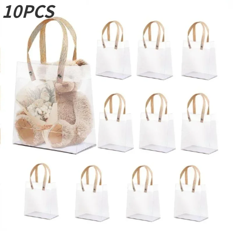 10pcs Holiday Gift Bags Eco Friendly Companion Gift Candy Bags Holiday Gift Birthday Gift Bags, Anniversary, Frosted Tote Bags