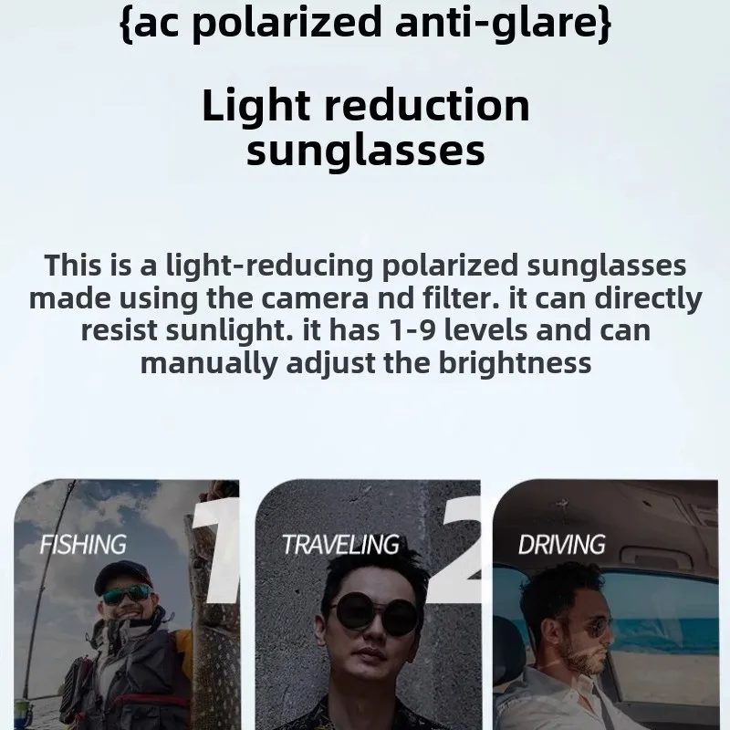 Fishing Glasses ND Filter Lenses 1-9 Gears Adjustable Sunglasses Rounded Polarized Glasses Handcrafted Unisex with Bag polarized sunglasses fishing sunglasses
