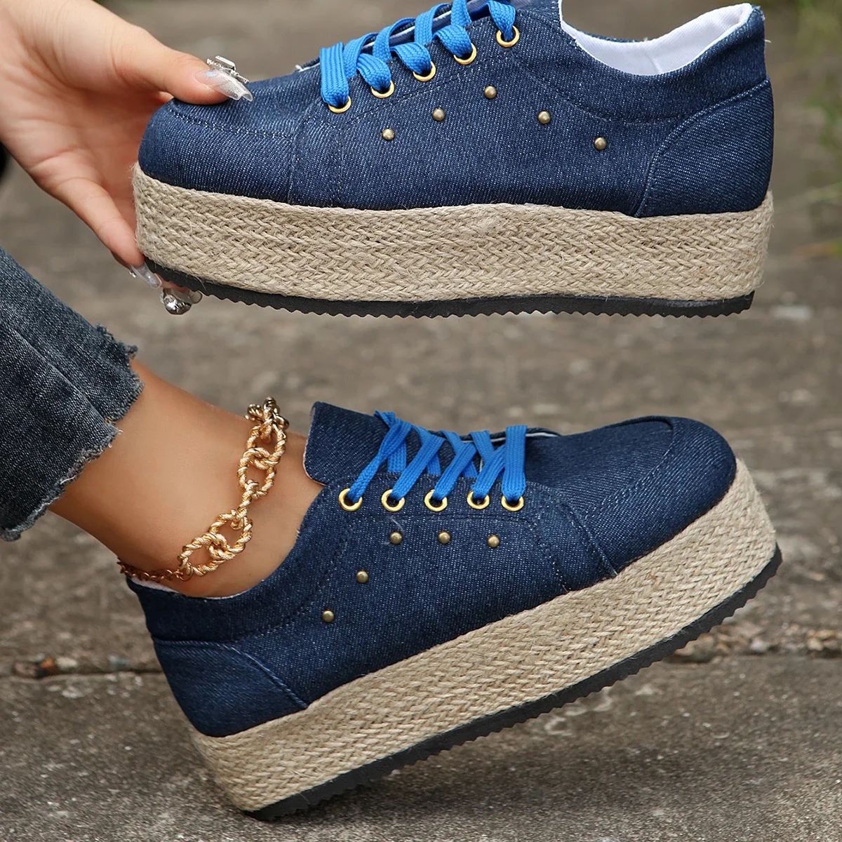 

Women Leopard Lace-up Sneakers Autumn New Straw Bottom Outdoor Women's Sporty Single Shoe Causal Platform Comfy Walking Snealers