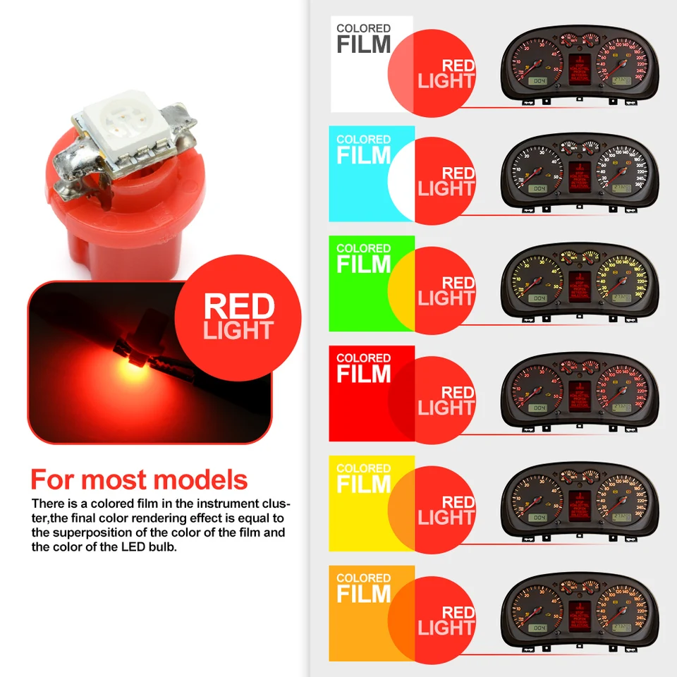 10 Pz T5 B8.5D LED Cruscotto Auto Luci Lampadina Indicatore Di - Foto 5