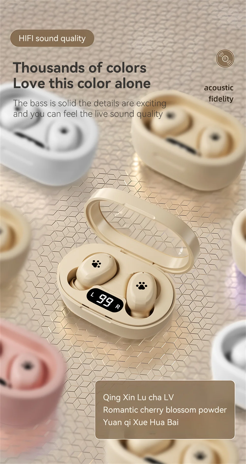 Description Picture 4 of item2025 New Mini Wireless Earbuds Cute In-ear Bluetooth 5.3 Headset Sports HIFI Stereo Touch Music Game Headphone For Iconic Brand iPhone