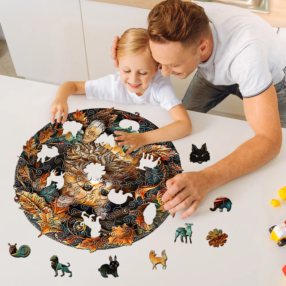 Wooden jigsaw puzzles jigsaw puzzles wooden puzzle toys educational puzzles a unique adult stress relief gift irregular animal shaped wooden puzzle decorative art painting tabletop game magic puzzle