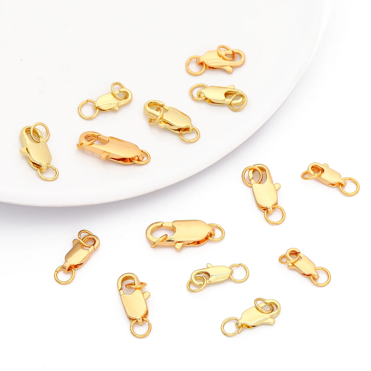 

1Set Brass Copper with 14K/18K Gold Plated Lobster Clasp Jump Rings For Bracelet Necklace Chains Closure DIY Jewelry Making