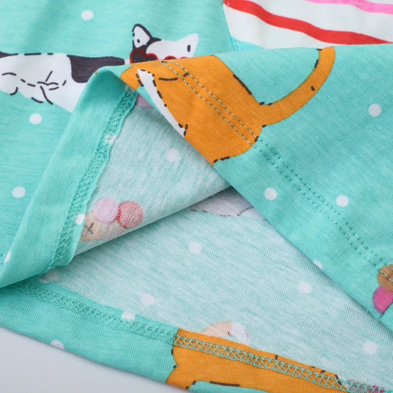 Children's Clothing Kids Clothes 20245 Autumn Girls Long Sleeves Cartoon Cats Dress with Pockets Cotton