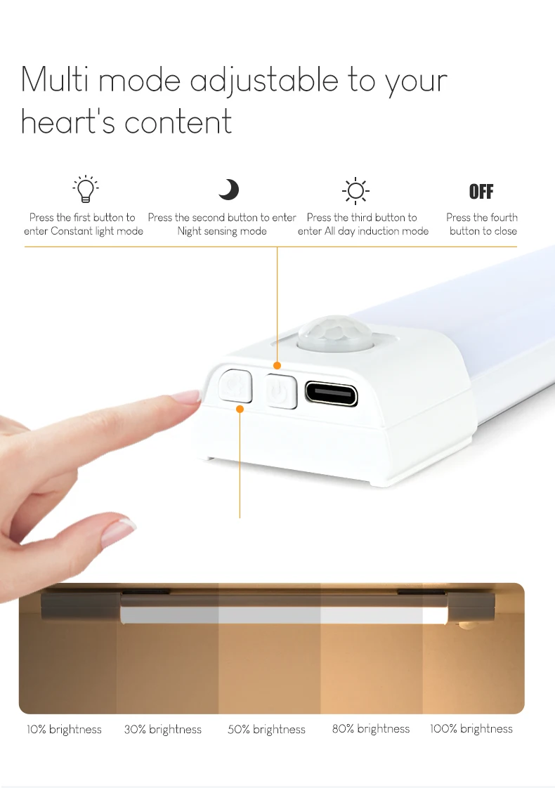 Description Picture 6 of itemJoollySun Led Light Motion Sensor Lamp Under  Cabinet Lighting for Kitchen Wardrobe Closet Rechargeable Wireless Night Lights