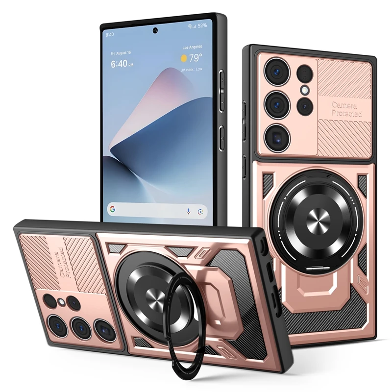 Enhanced Armor Shockproof Magnetic Ring Case with Wireless Charging Compatibility