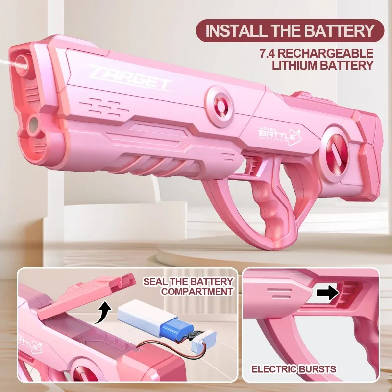New Water Gun Automatic Space Oversized Electric Water Gun Blue Pink Large Capacity High Pressure Powerful Adult Fight Toy