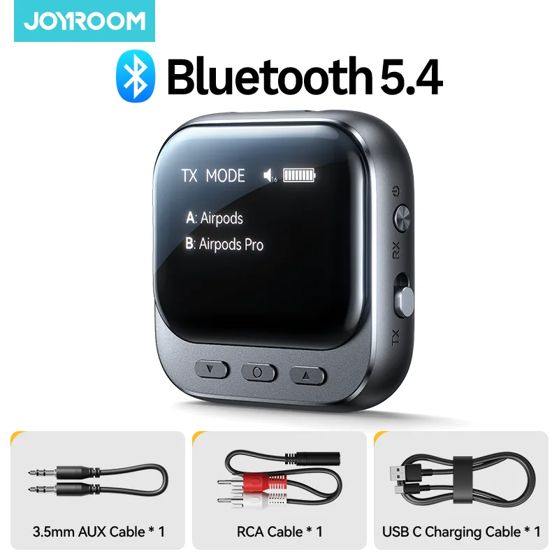 Joyroom2-IN-1Bluetooth5.4TransmitterReceiverwithOLEDDisplayfor2AirpodsorHeadphones3.5MMAUXJackAdapter400mAh-AliExpress44