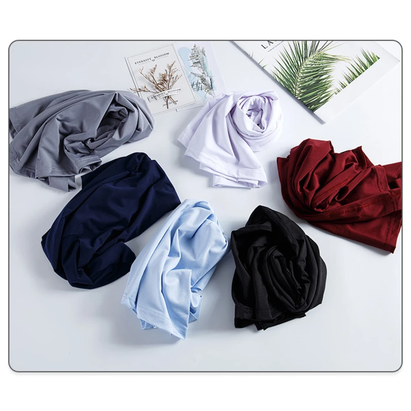 2025 Men's Thin Short Sleeve Ice Silk Without Summer Solid Color T shirt Trace Slim V-neck Bottoming Seamless short sleeve 6