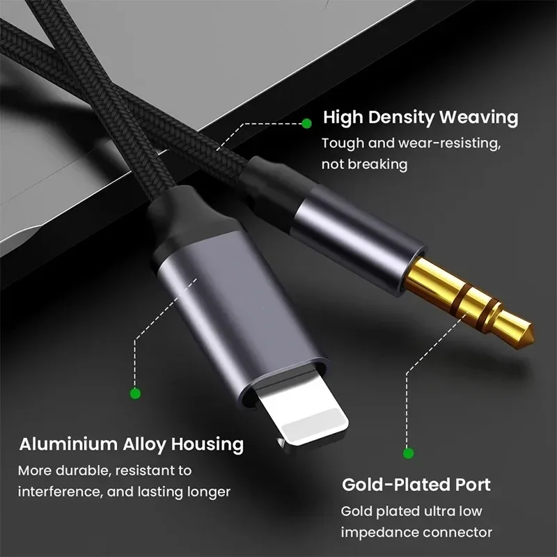 Aux Cable 3.5mm Jack Aux Cables Car Speaker Headphone Adapter for iPhone 14 13 12 11 Pro Max Audio Cable for IOS 14 Above Converter