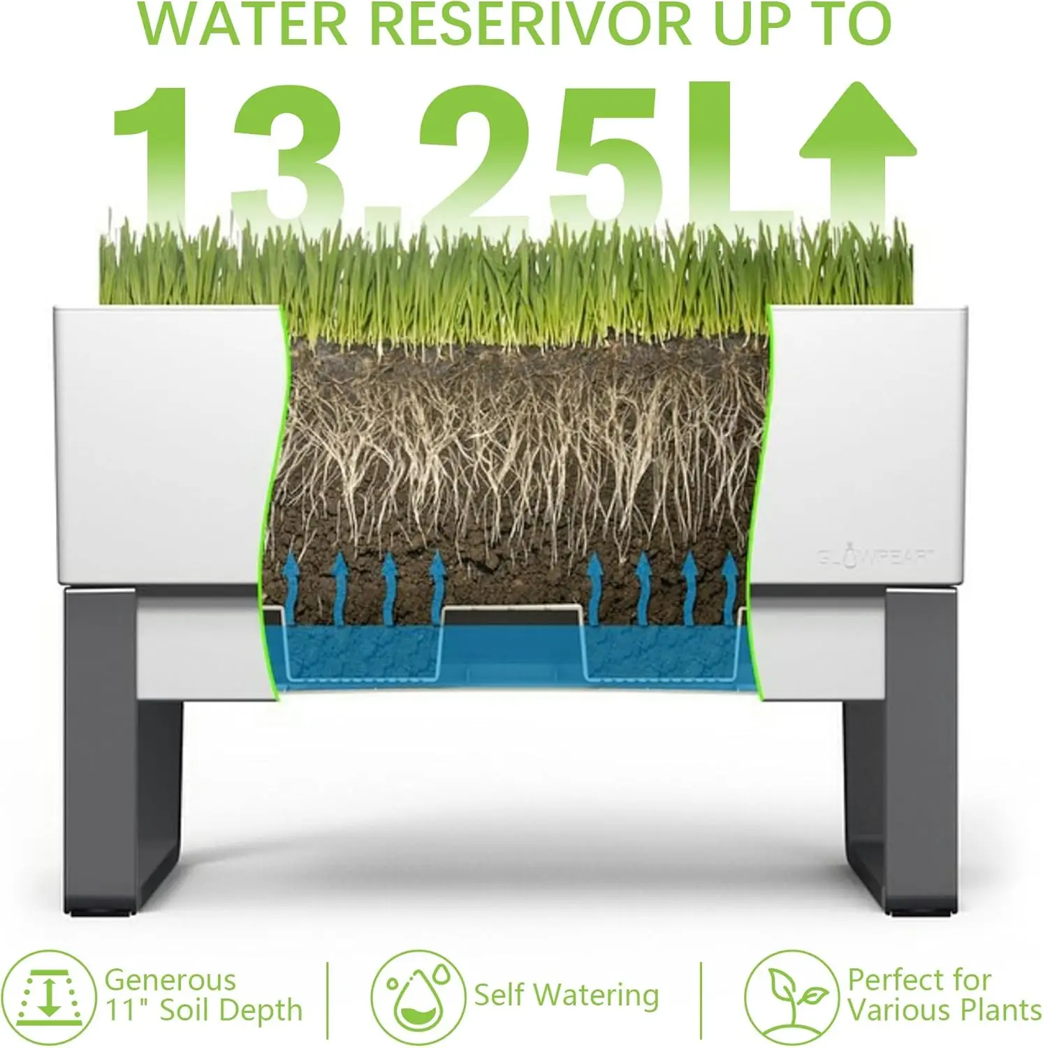Self-Watering Planter Box - 29.5" (White) 2