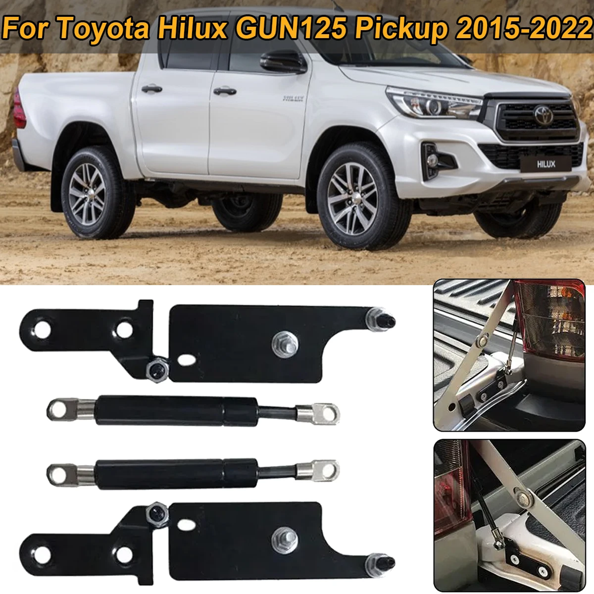 

2PCS/set Rear Tailgate Assist Slow Down Damper Gas Struts Shock Bar For Toyota Hilux GUN125 126 Revo 2015-2022 Car Accessories