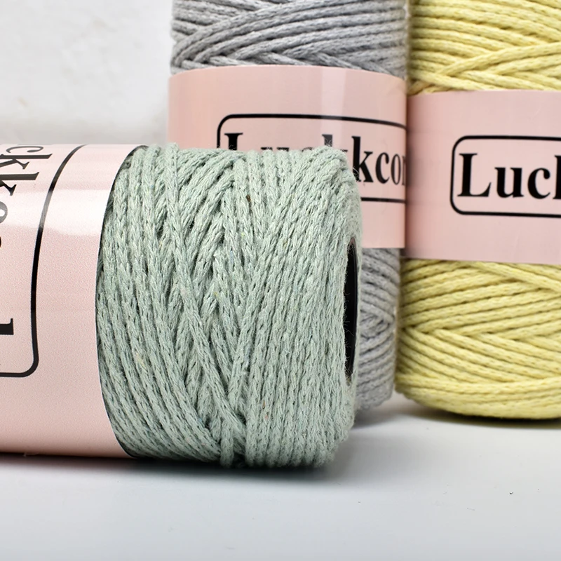 Luckkcords 할로우 코튼 스레드 순면 다크론 라운드 스트랜드, 수제 DIY 크로셰 바늘 직조 재료 패키지, 2mm, 150g/롤